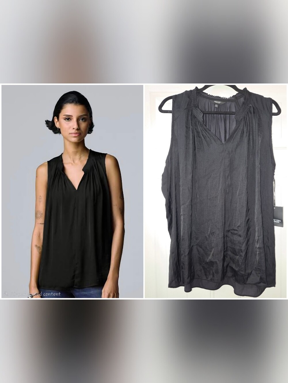 Simply Vera Vera Wang Black Sleeveless V-Neck Pleated Blouse